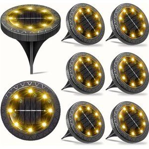 Solar Ground Lights 8 Pack, Ip68 Waterproof Solar Garden Lights Outdoor, Bright